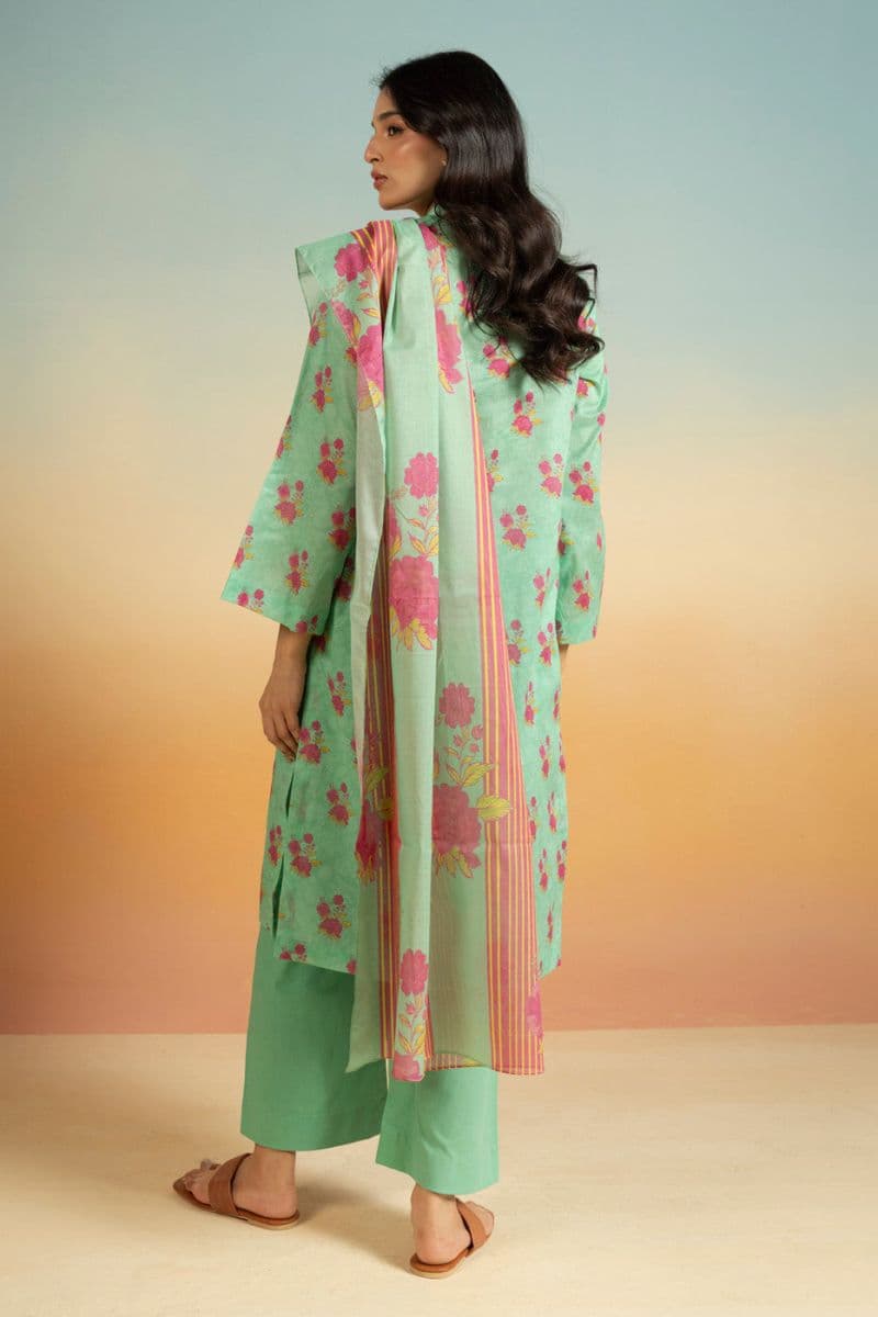 Turquoise Printed Lawn 3 Piece Unstitched Suit thumbnail