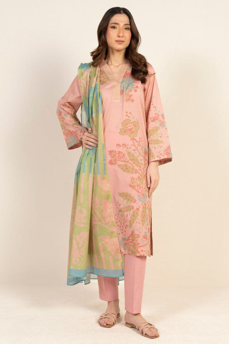 Peach Printed Lawn 3 Piece Unstitched Suit thumbnail