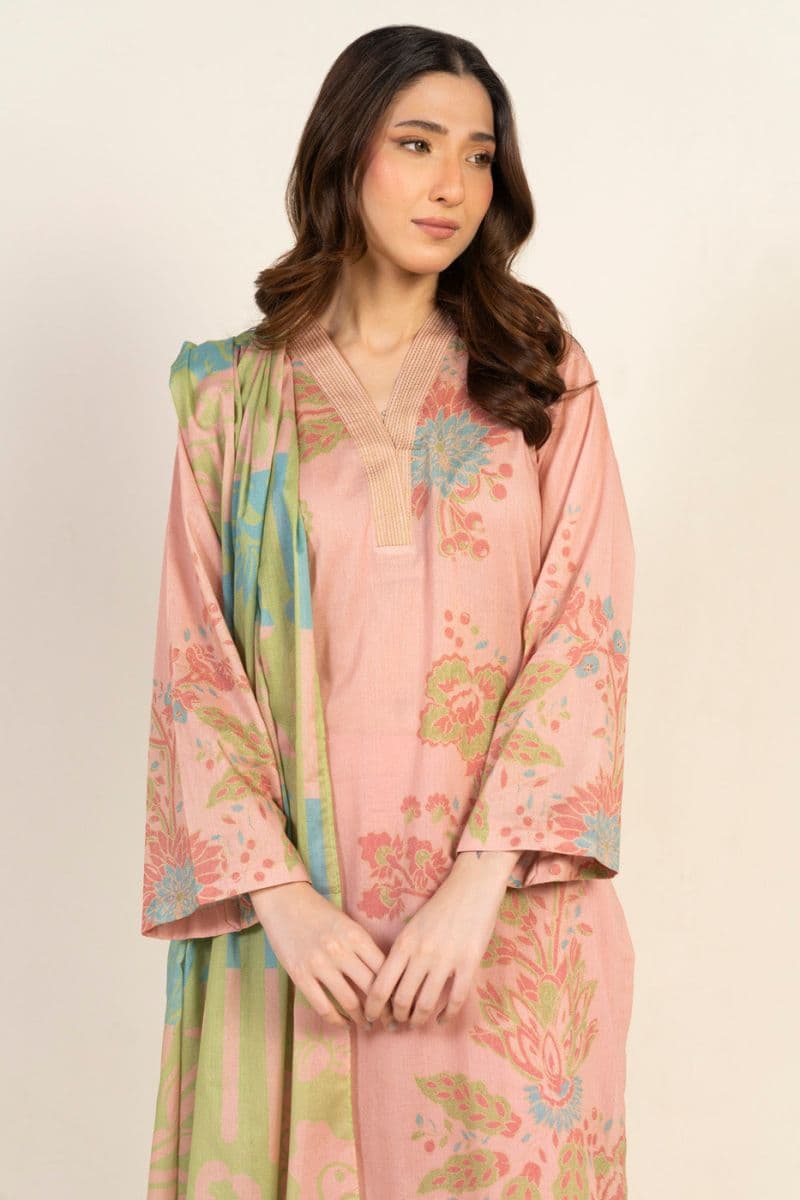 Peach Printed Lawn 3 Piece Unstitched Suit thumbnail