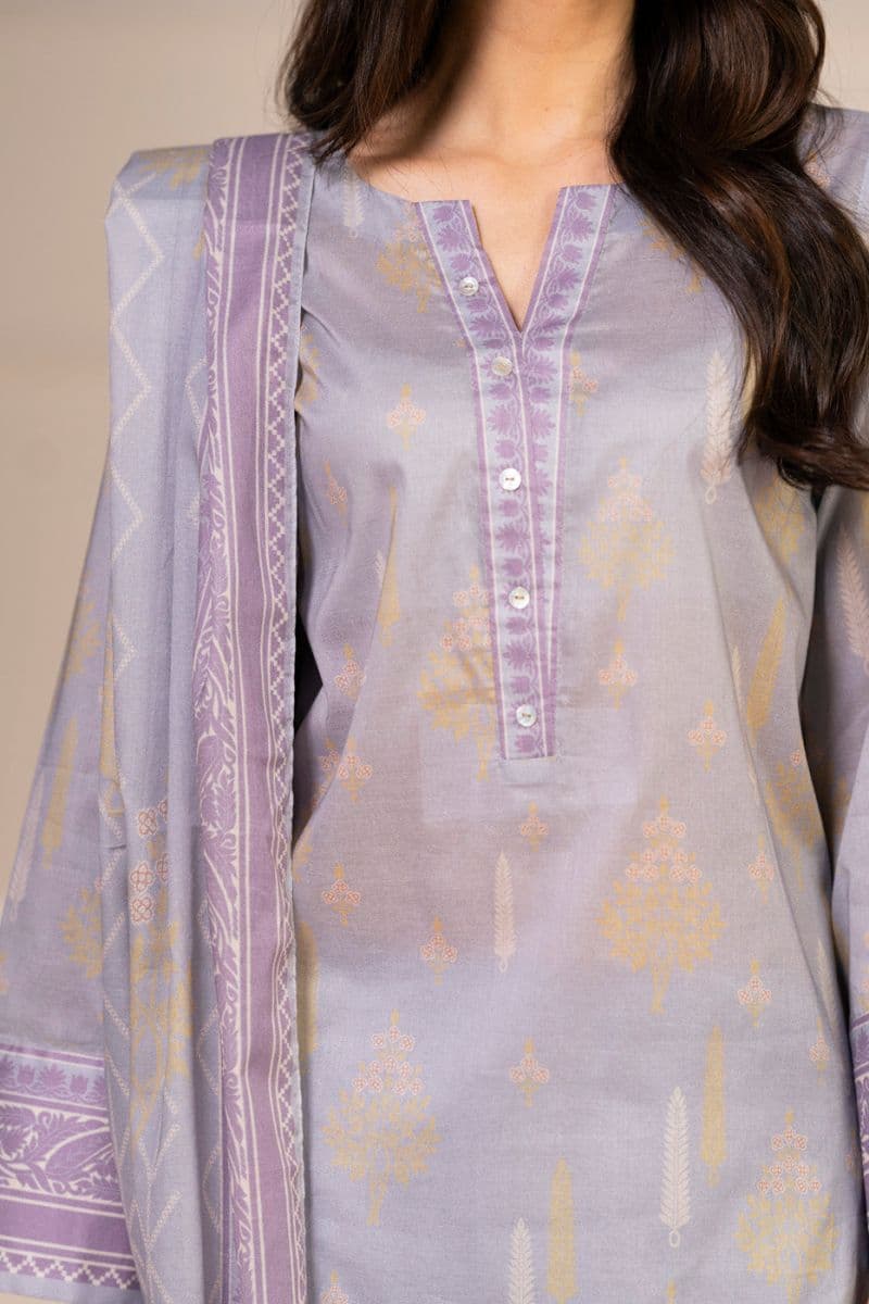 Light Purple Printed Lawn 3 Piece Unstitched Suit thumbnail