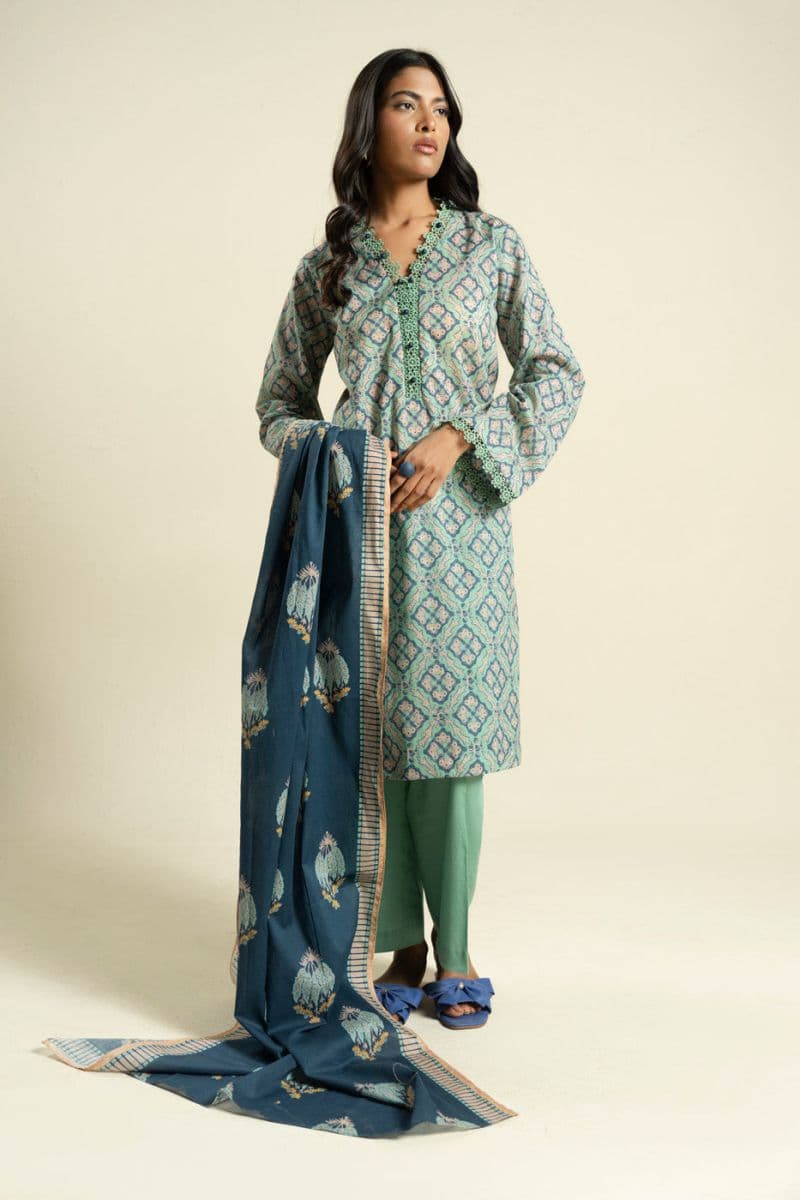 Turquoise Printed Lawn 2 Piece Dupatta thumbnail