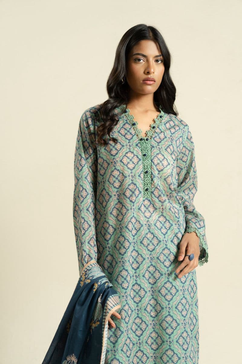 Turquoise Printed Lawn 2 Piece Dupatta thumbnail