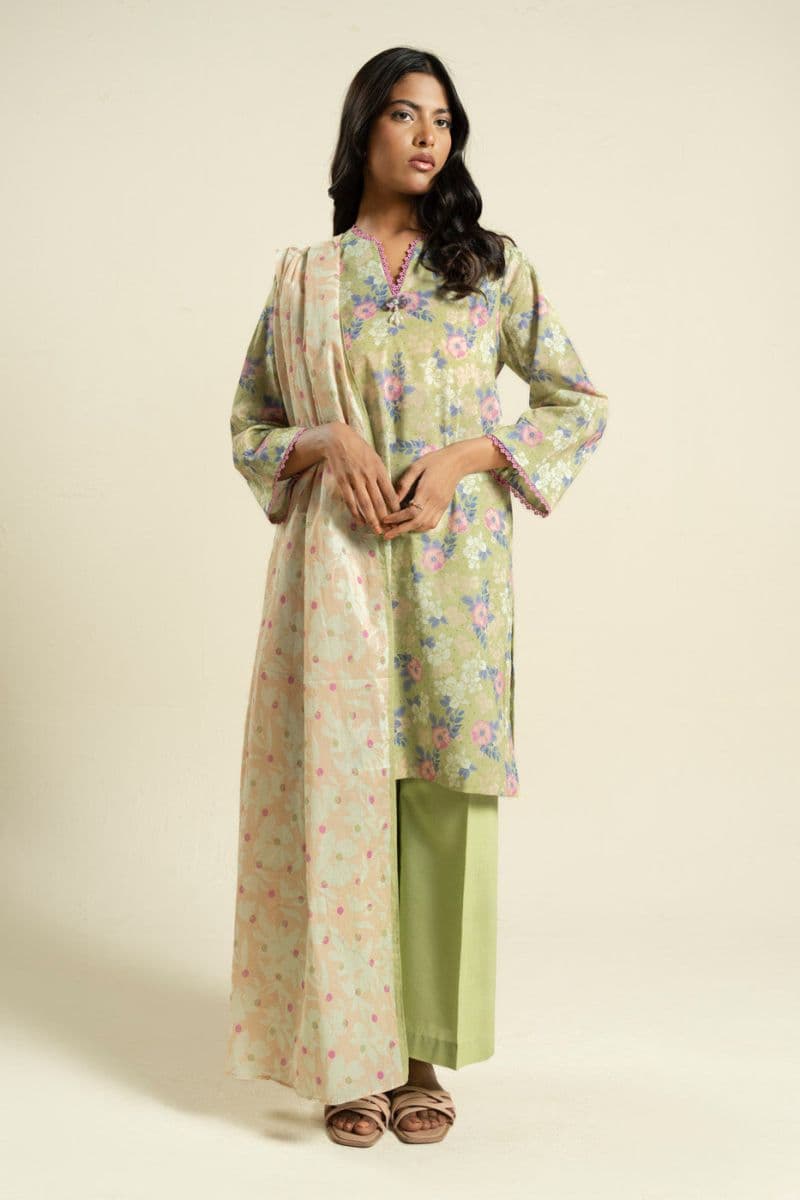 Light Green Printed Lawn 2 Piece Dupatta thumbnail