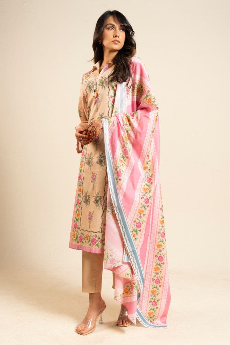 Beige Printed Lawn 2 Piece Dupatta thumbnail