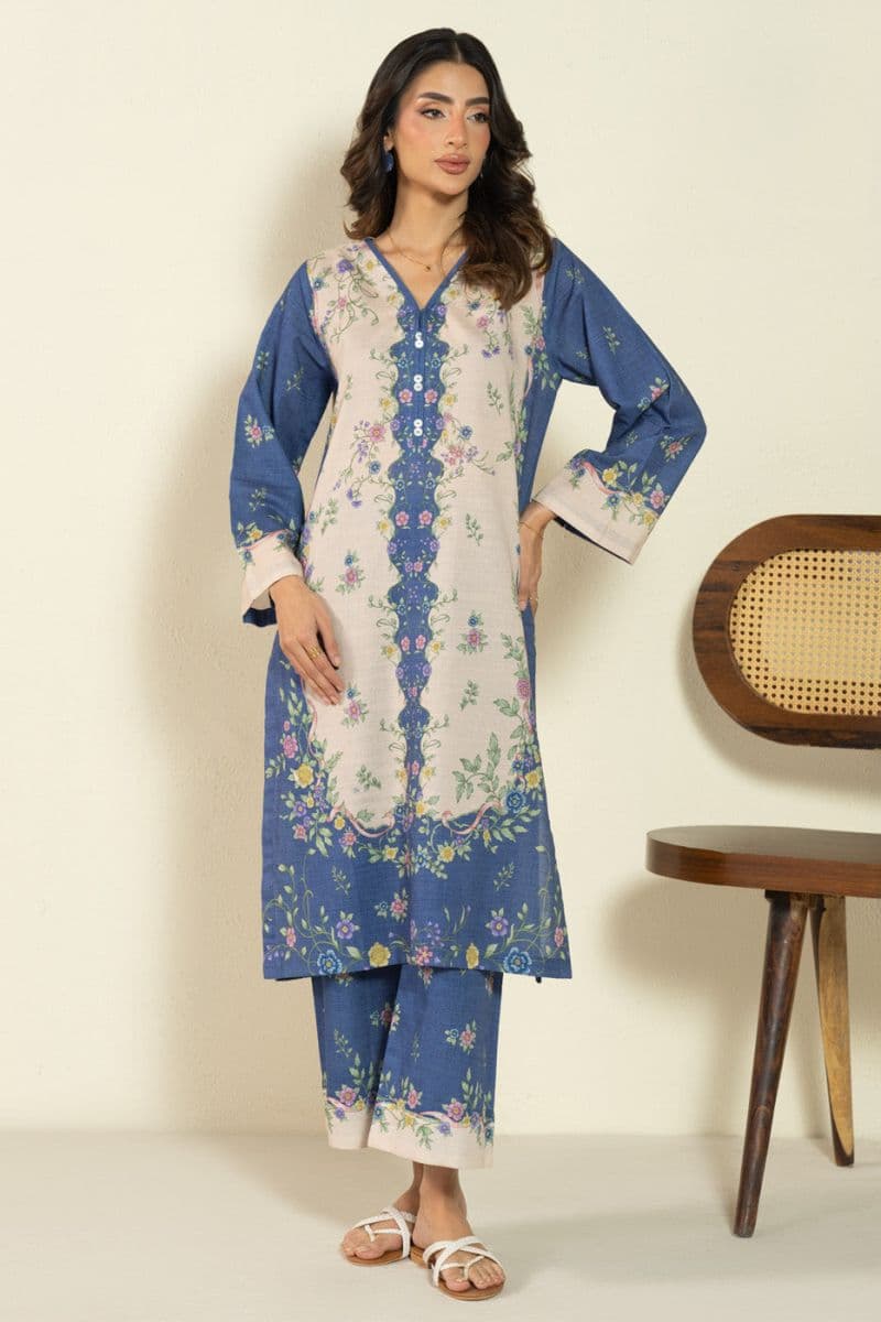 Blue Printed Khaddar 2 Piece Ready-to-Wear Suit thumbnail