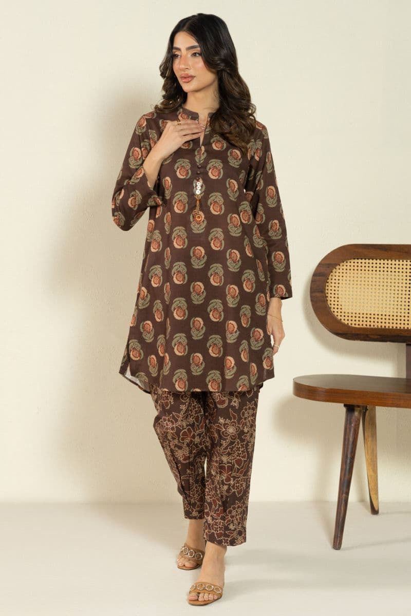 Brown Printed Khaddar 2 Piece Ready-to-Wear Suit thumbnail