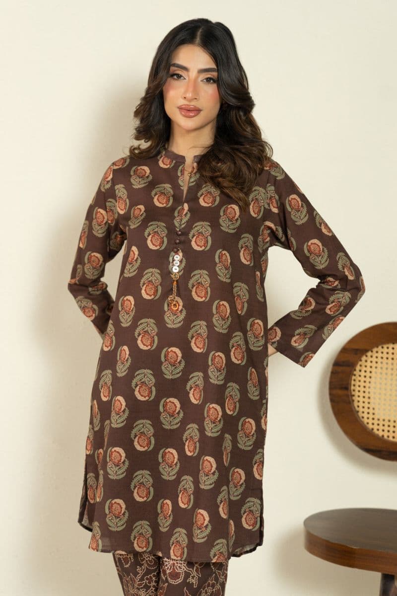 Brown Printed Khaddar 2 Piece Ready-to-Wear Suit thumbnail