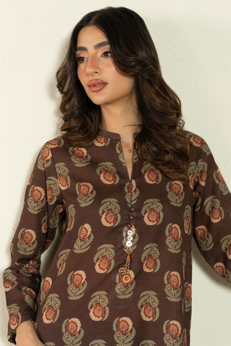 Brown Printed Khaddar 2 Piece Ready-to-Wear Suit thumbnail