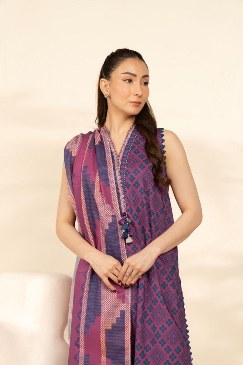 Pink Printed Cambric 3 Piece Unstitched Suit thumbnail