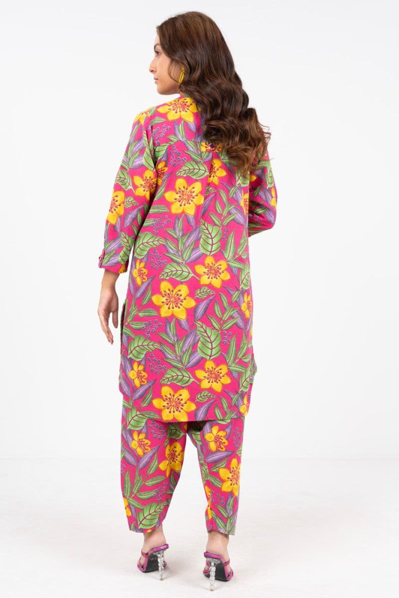 Pink Printed Khaddar 2 Piece Unstitched Suit thumbnail