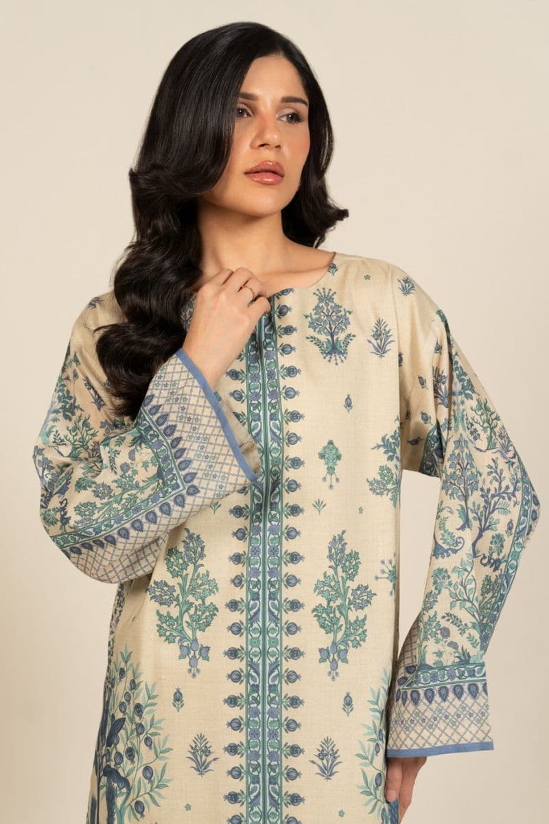 Beige Printed Lawn 2 Piece Unstitched Suit thumbnail