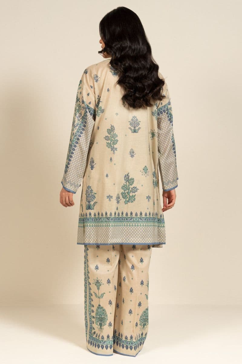 Beige Printed Lawn 2 Piece Unstitched Suit thumbnail