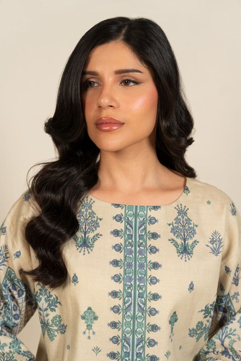 Beige Printed Lawn 2 Piece Unstitched Suit thumbnail