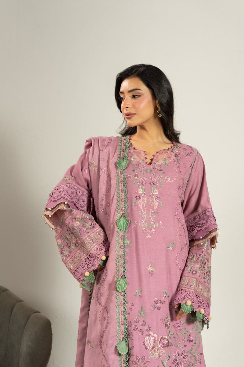 Mauve Embroidered Marina 3 Piece Unstitched Suit thumbnail