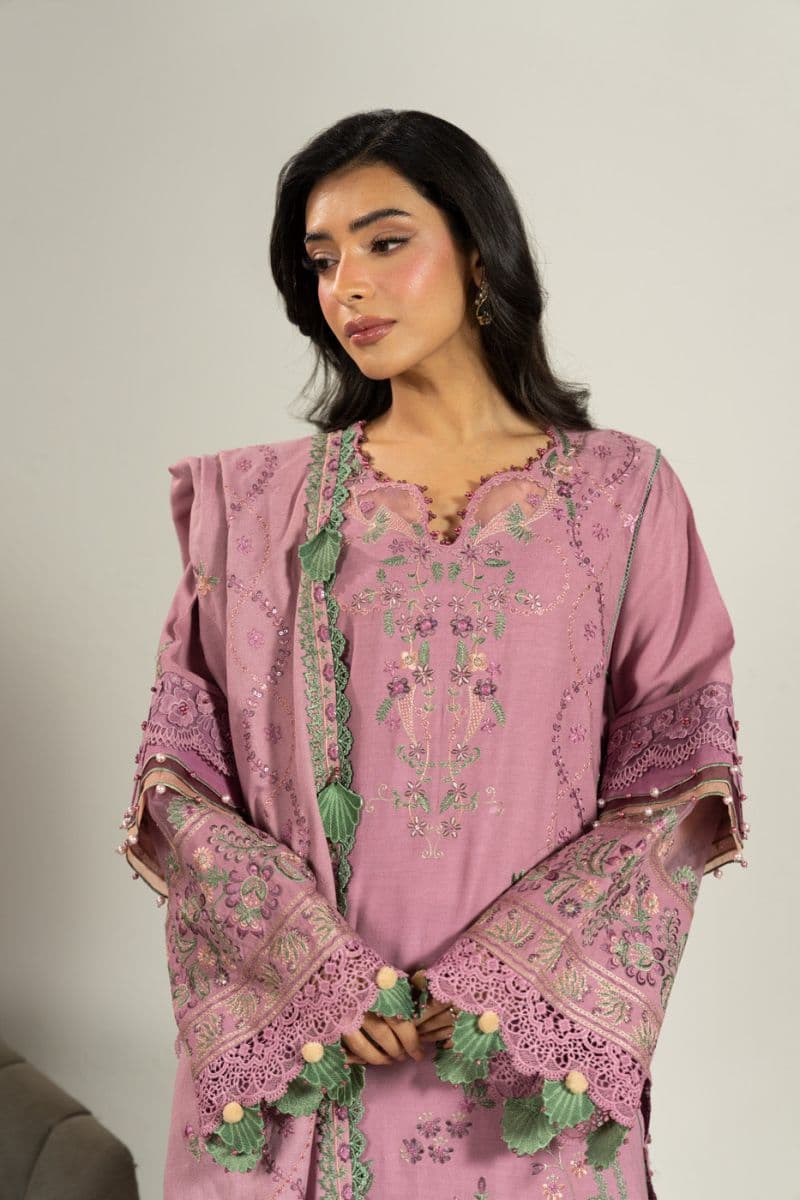 Mauve Embroidered Marina 3 Piece Unstitched Suit thumbnail