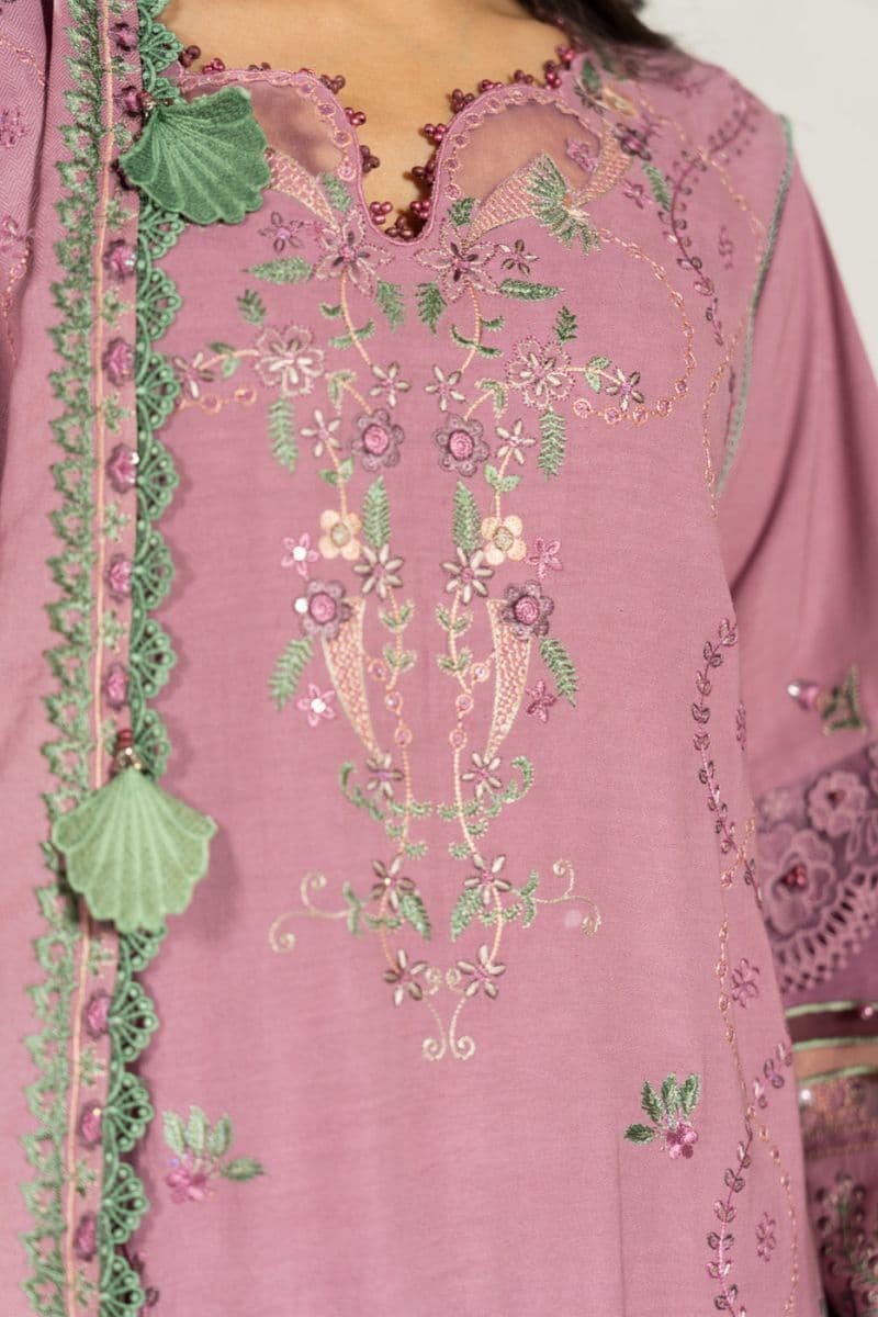 Mauve Embroidered Marina 3 Piece Unstitched Suit thumbnail