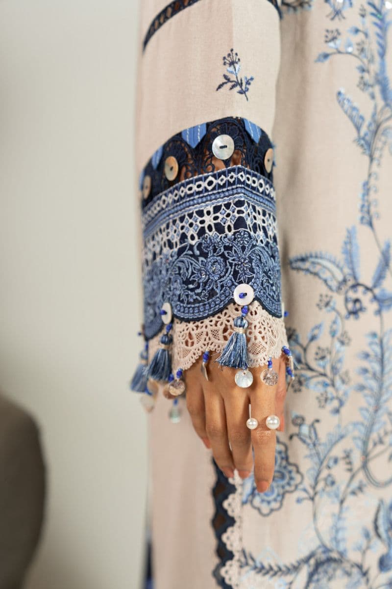 Pearl Grey Embroidered Karandi 3 Piece Unstitched Suit thumbnail
