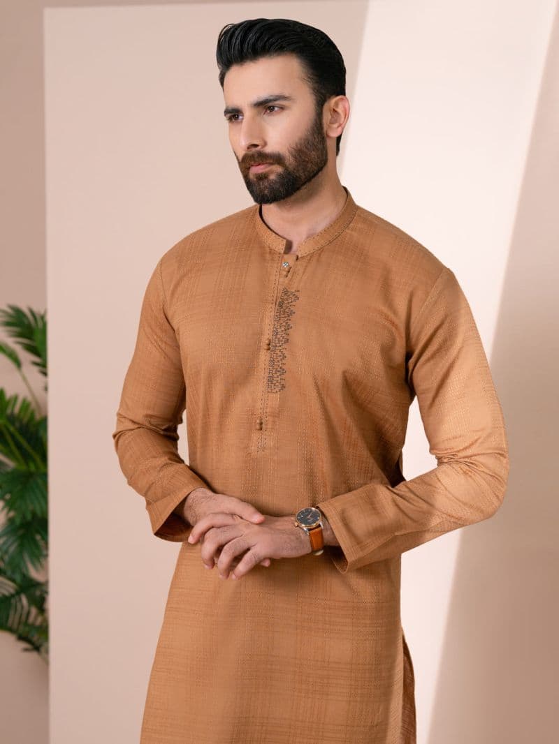 Brown Cotton Kurta Trousers thumbnail
