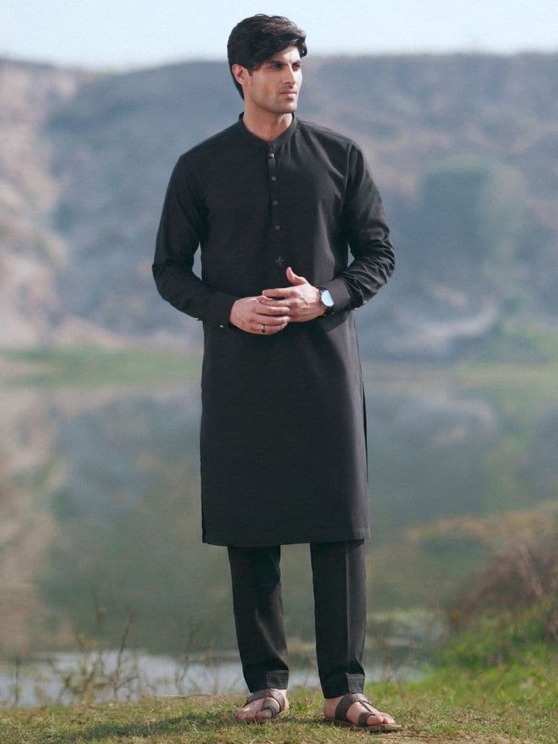 Black Cut & Sew Kurta Trousers thumbnail