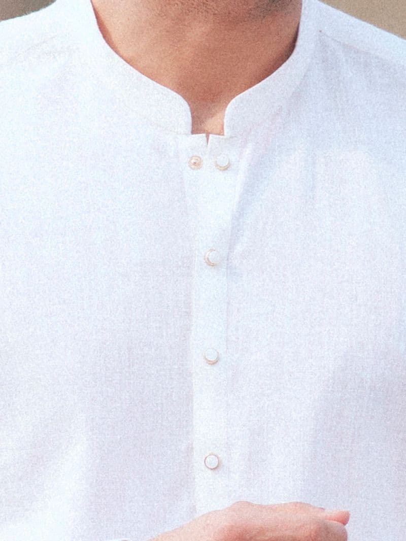 White Cut & Sew Kurta Trousers thumbnail