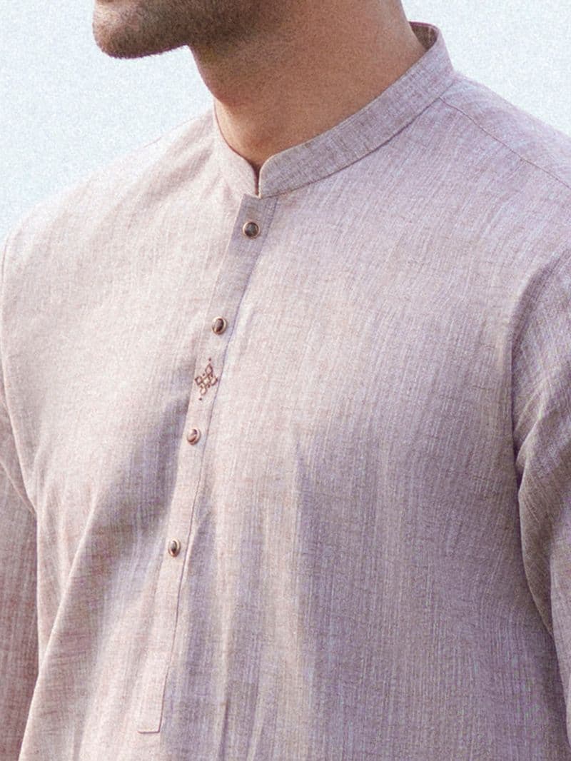 Beige Cut & Sew Kurta Trousers thumbnail