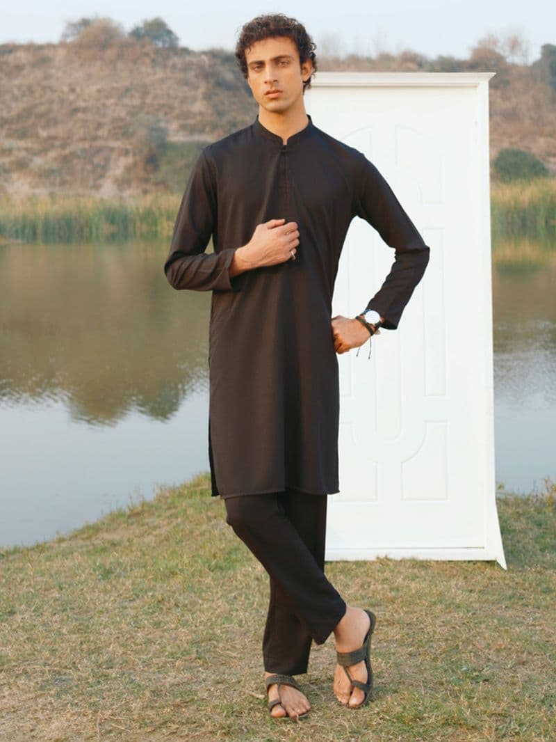 Black Semi-Formal Kurta Trousers thumbnail