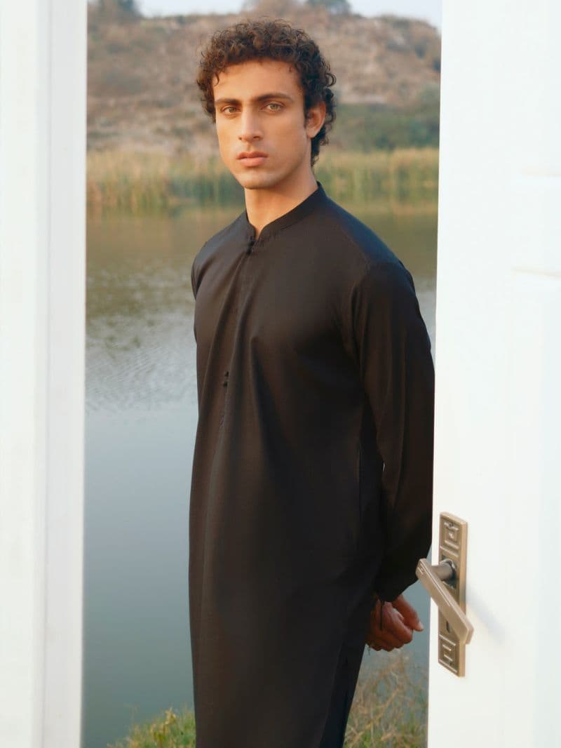 Black Semi-Formal Kurta Trousers thumbnail