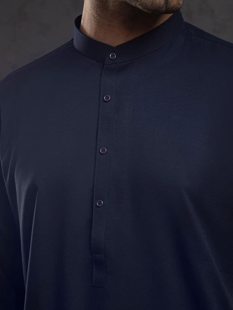 Midnight Blue Plain Kurta Trouser thumbnail