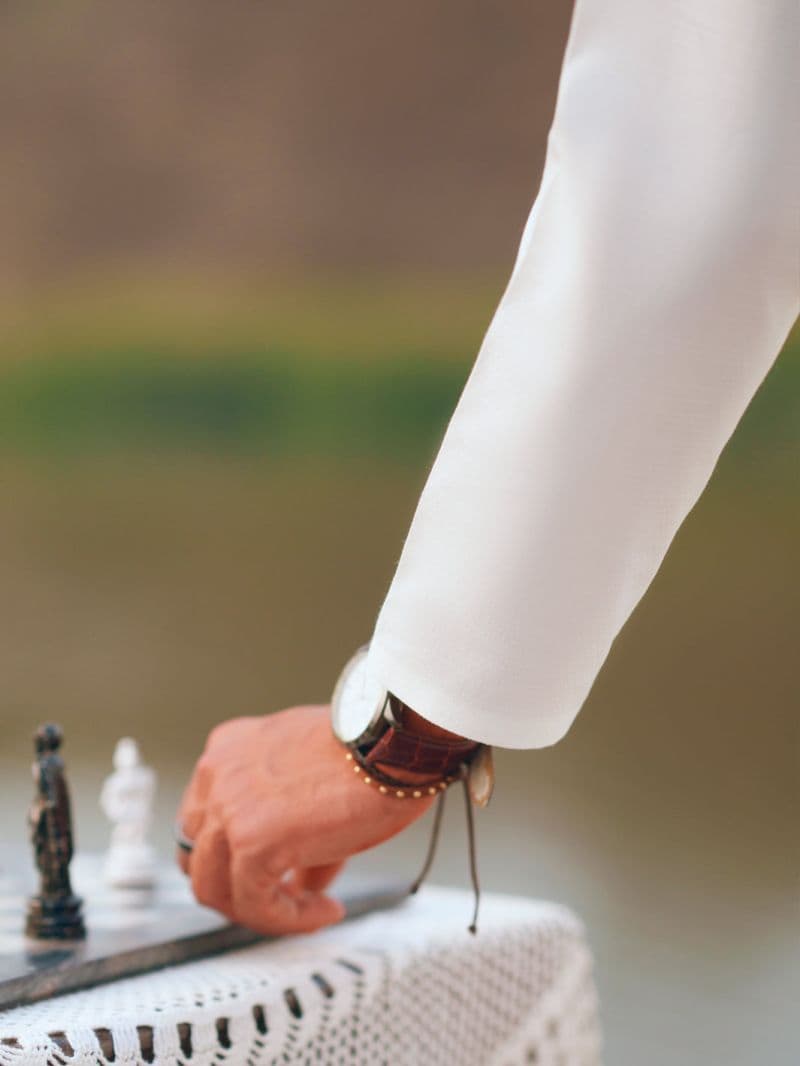 White Semi-Formal Kurta Trousers thumbnail
