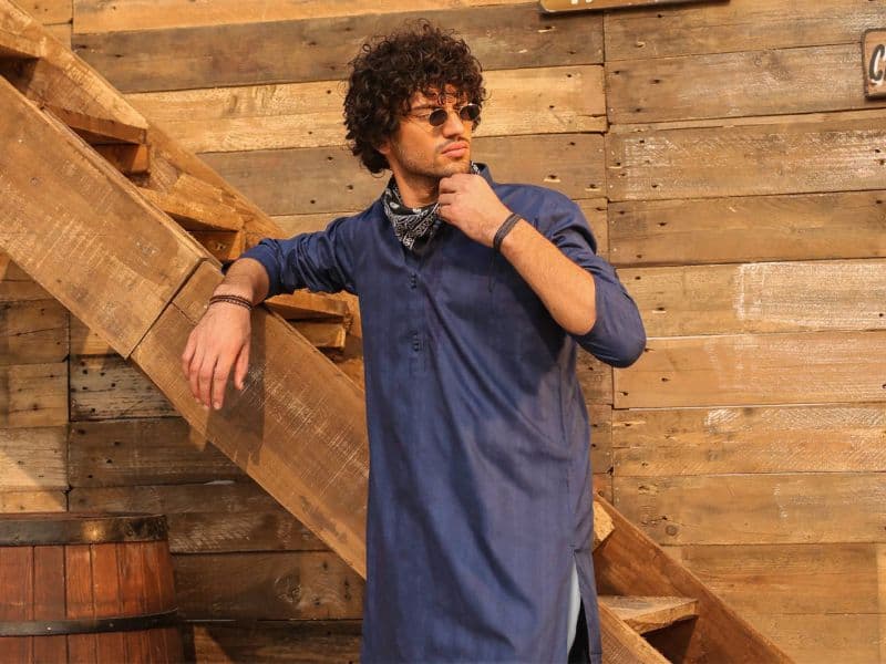 Dark Blue Cotton Screen Printed Kurta Trouser thumbnail