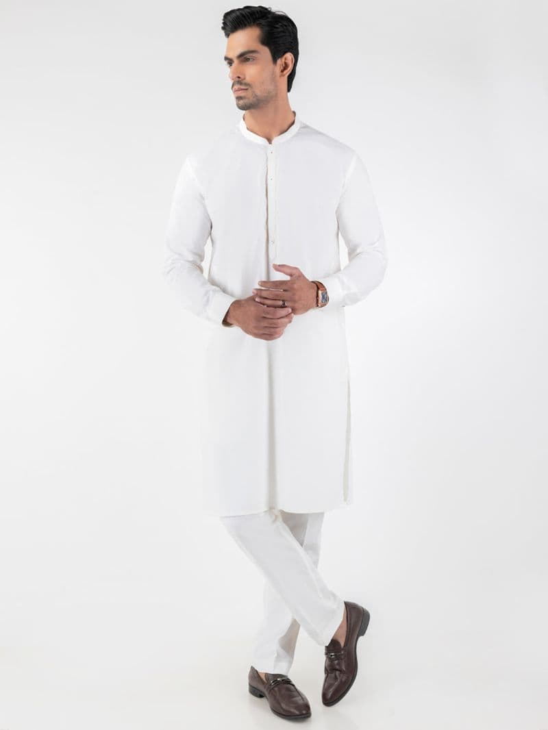 Off White Cotton Kurta Trousers thumbnail