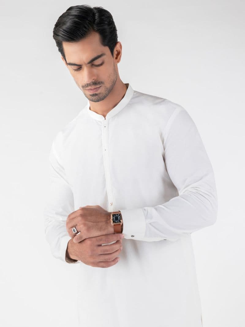 Off White Cotton Kurta Trousers thumbnail