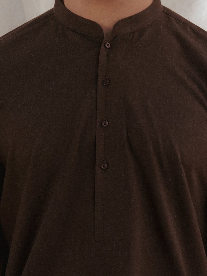 Dark Brown Blended Kurta Trousers thumbnail