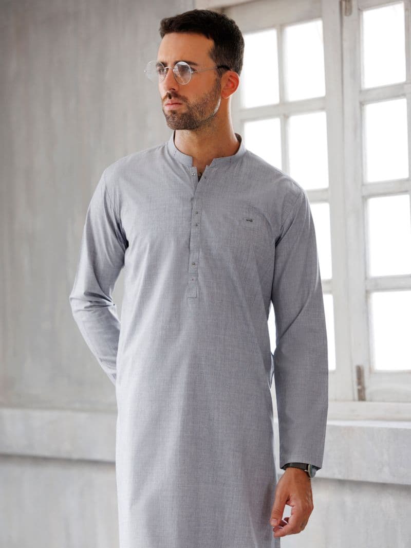 Ash Grey Blended Kurta Trouser thumbnail