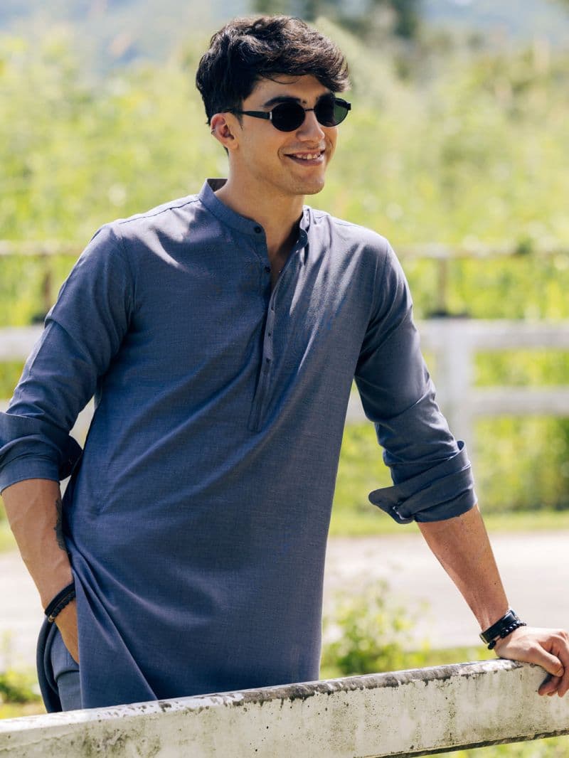 Blue Blended Kurta Trouser thumbnail