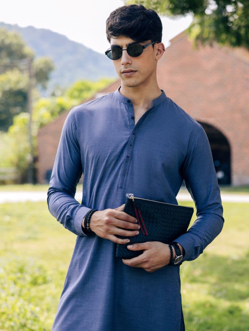 Blue Blended Kurta Trouser thumbnail