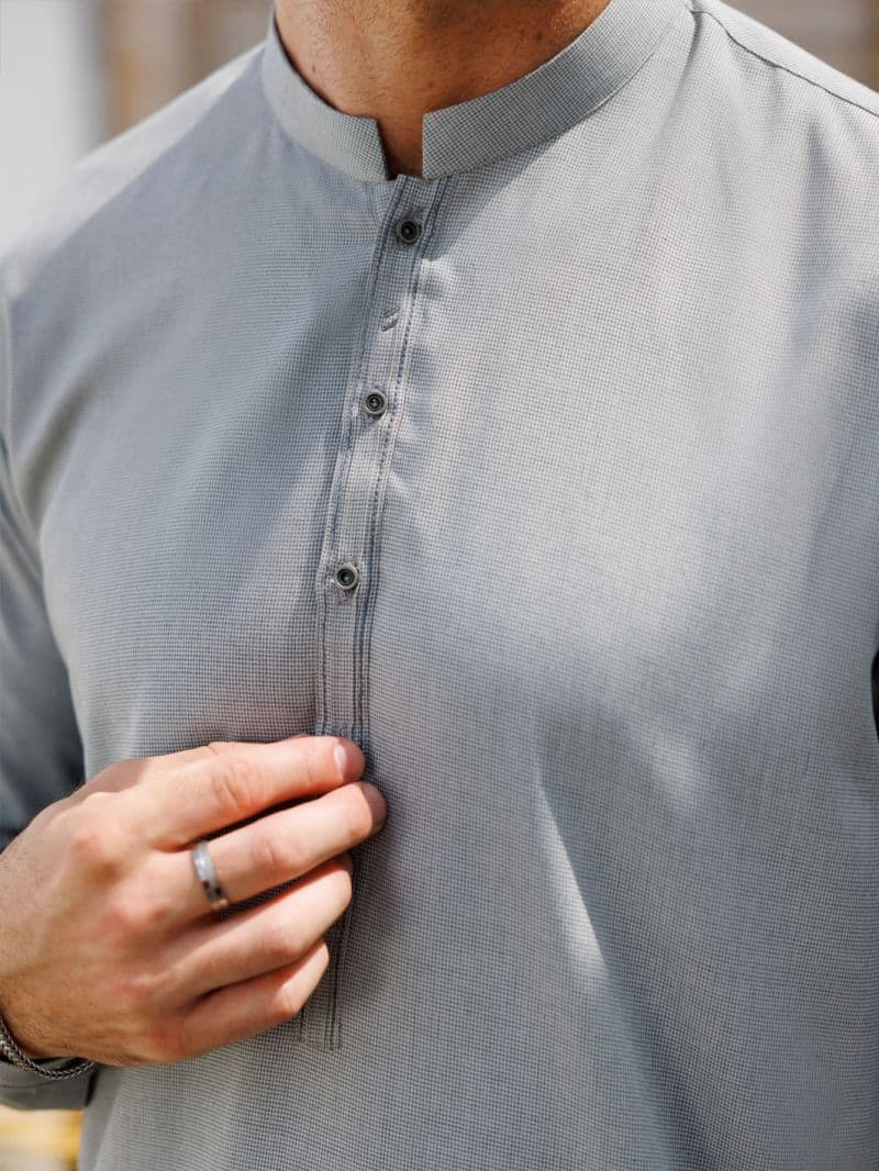 Grey Blended Kurta Trouser thumbnail