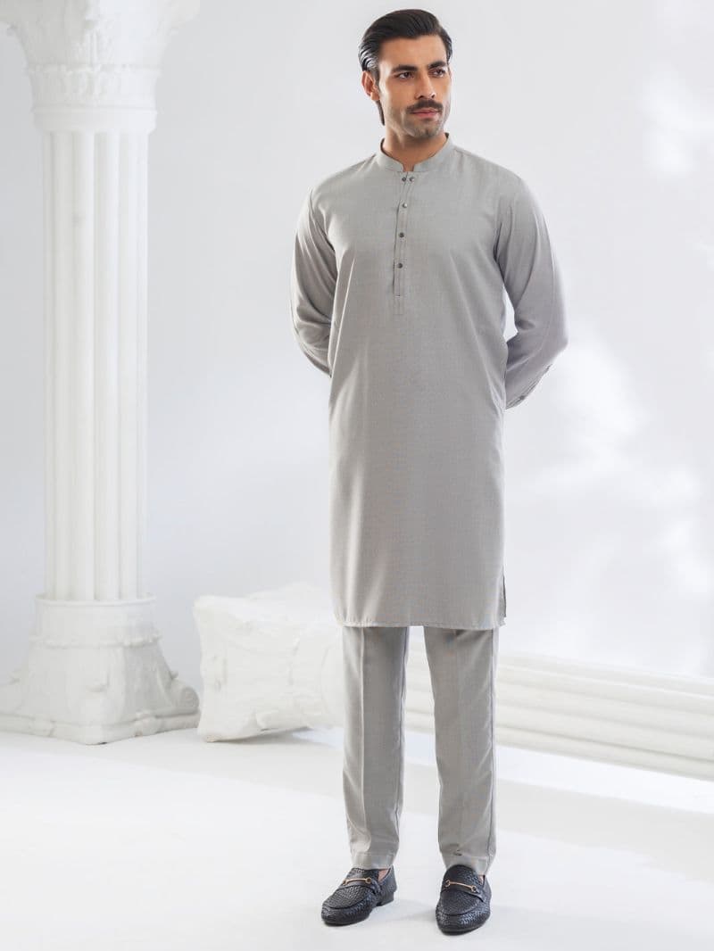 Ash Grey Blended Kurta Trouser thumbnail