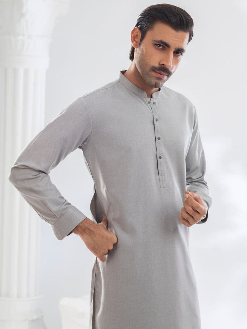 Ash Grey Blended Kurta Trouser thumbnail