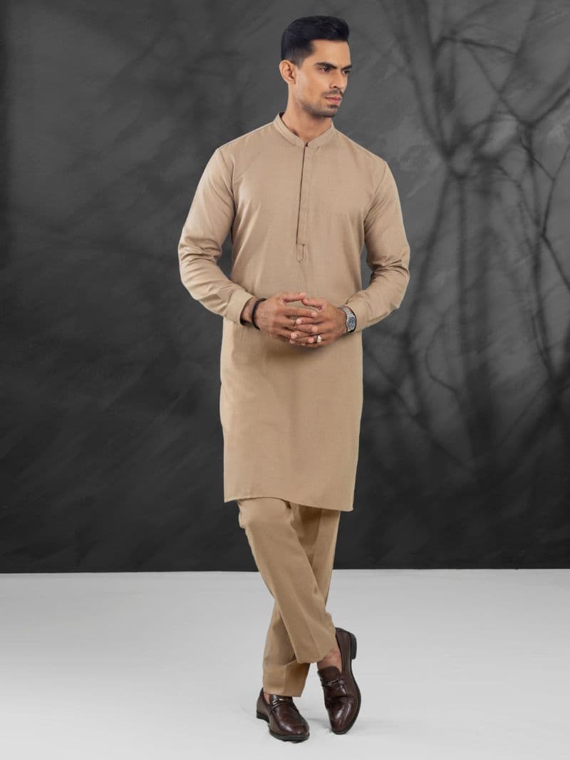 Light Brown Blended Kurta Trouser thumbnail
