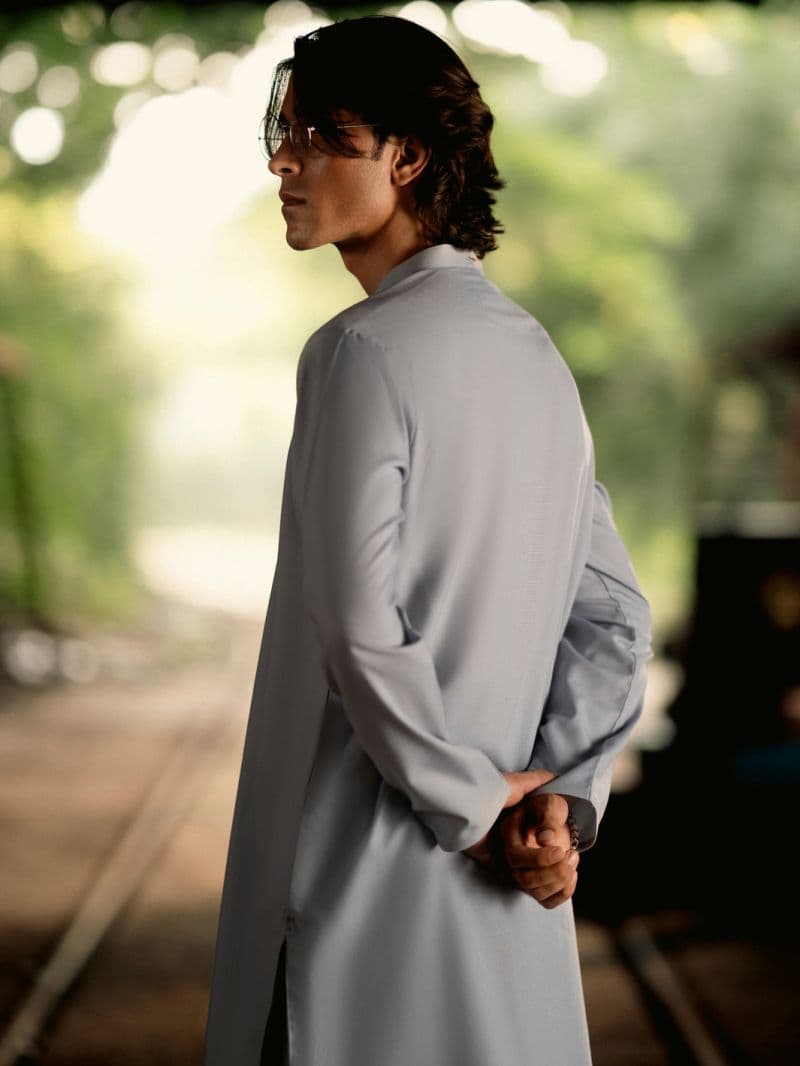 Light Blue Blended Kurta Trouser thumbnail