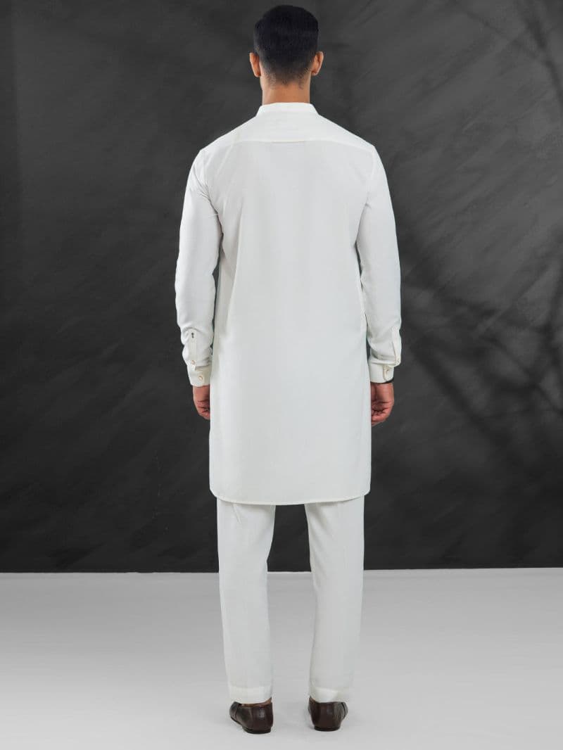 White Blended Kurta Trouser thumbnail