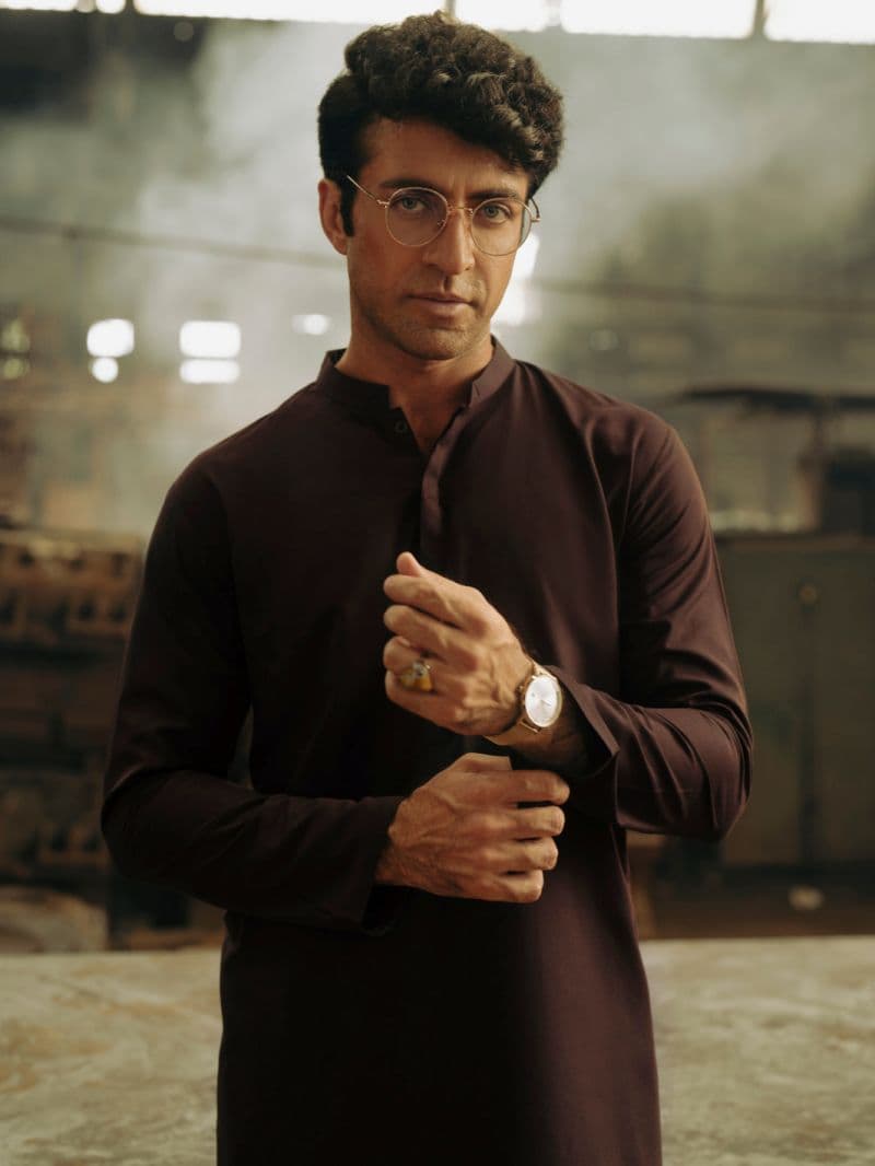 Dark Brown Blended Kurta Trouser thumbnail