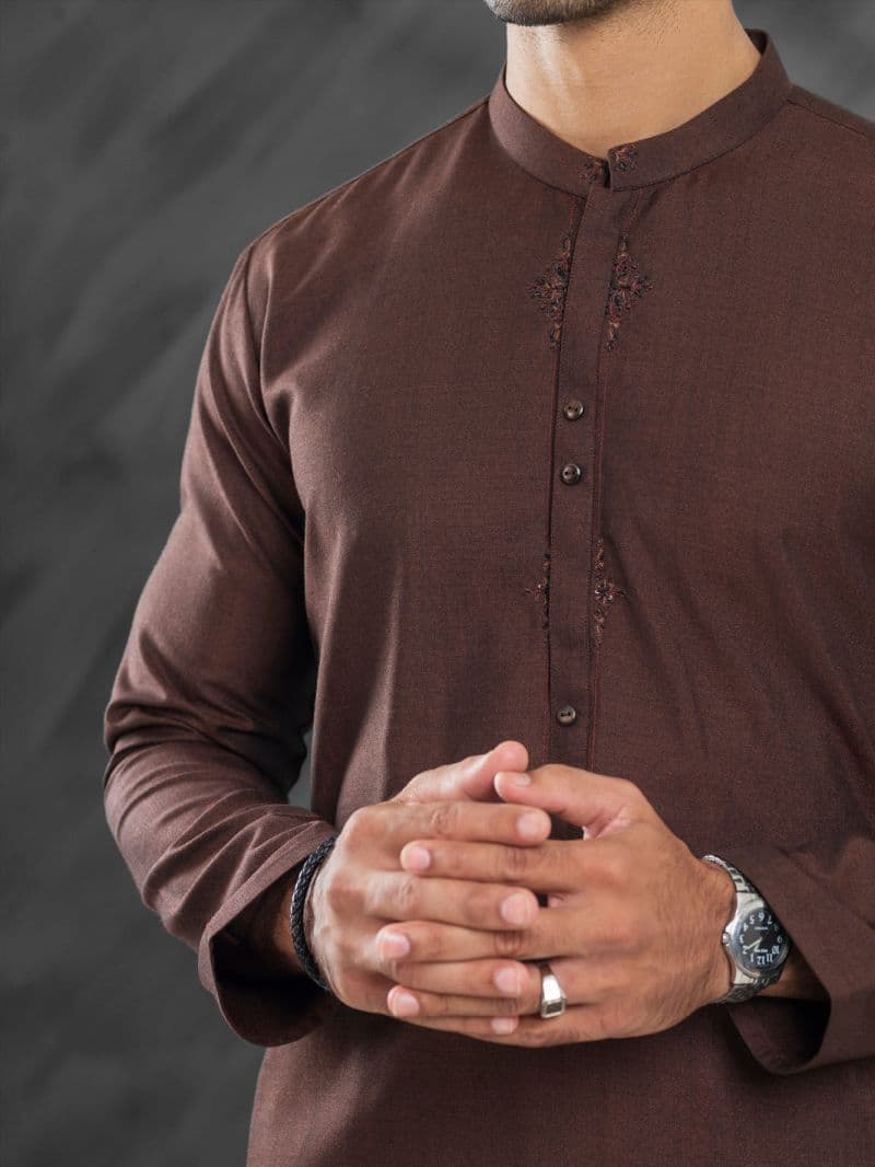Dark Brown Blended Kurta Trouser thumbnail
