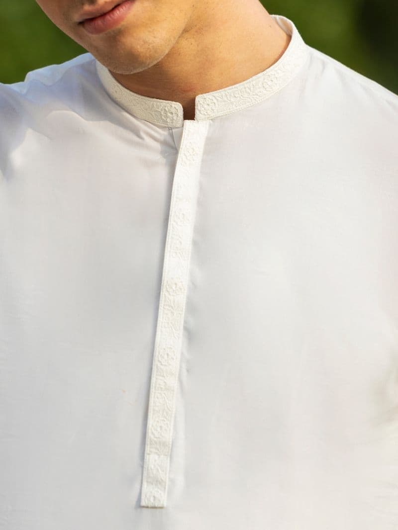 Off White Cotton Kurta Trouser thumbnail