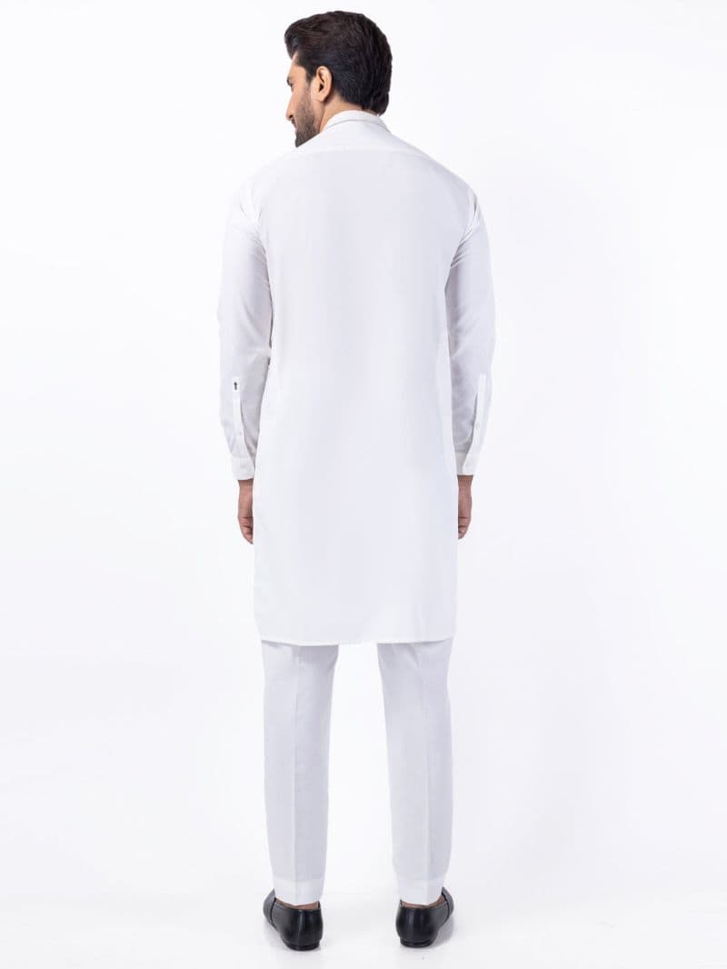 White Blended Kurta Trouser thumbnail