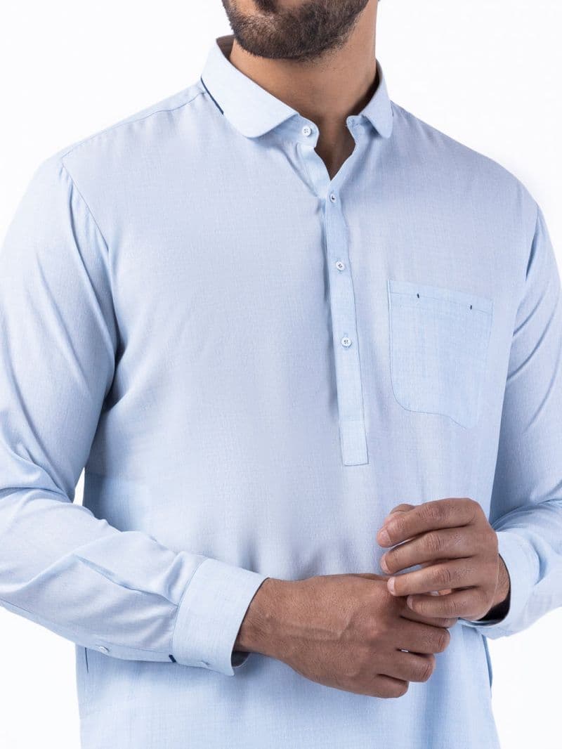 Light Blue Blended Kurta Trouser thumbnail