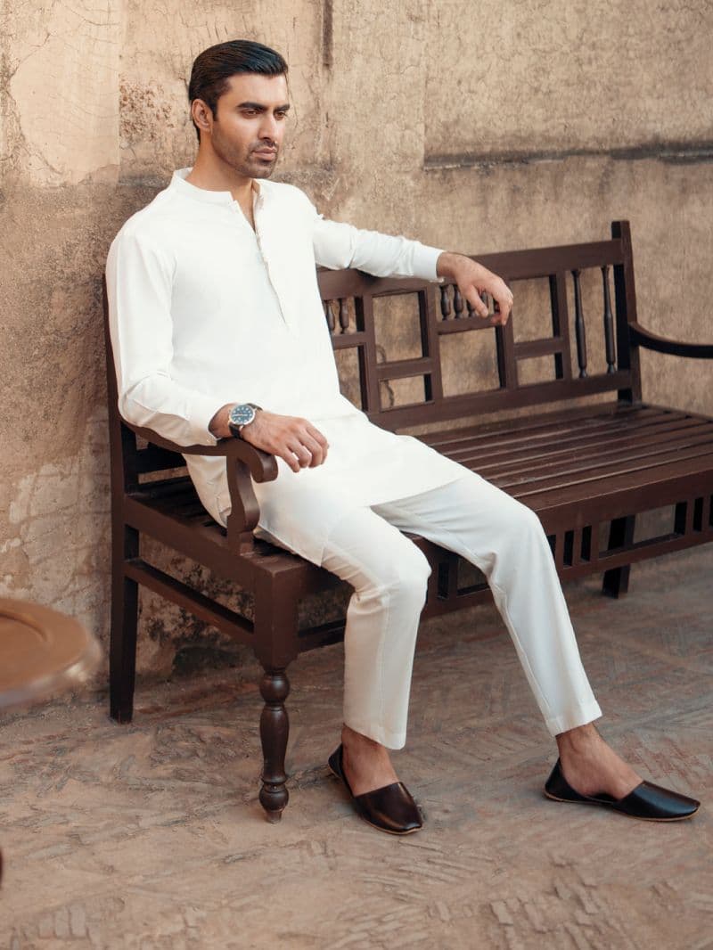 White Blended Kurta Trouser thumbnail