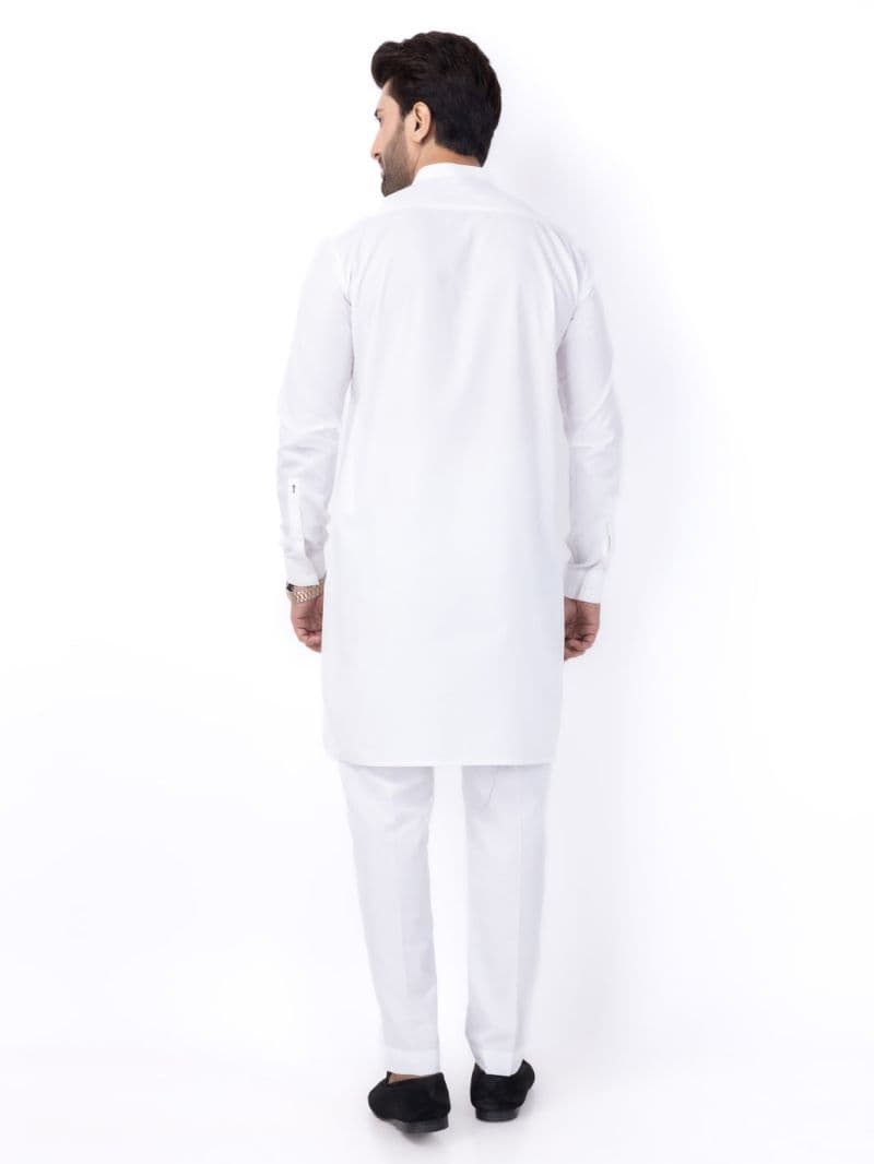 White Poly Cotton Kurta Trouser thumbnail