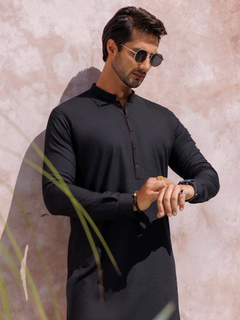 Black Blended Kurta Trouser thumbnail